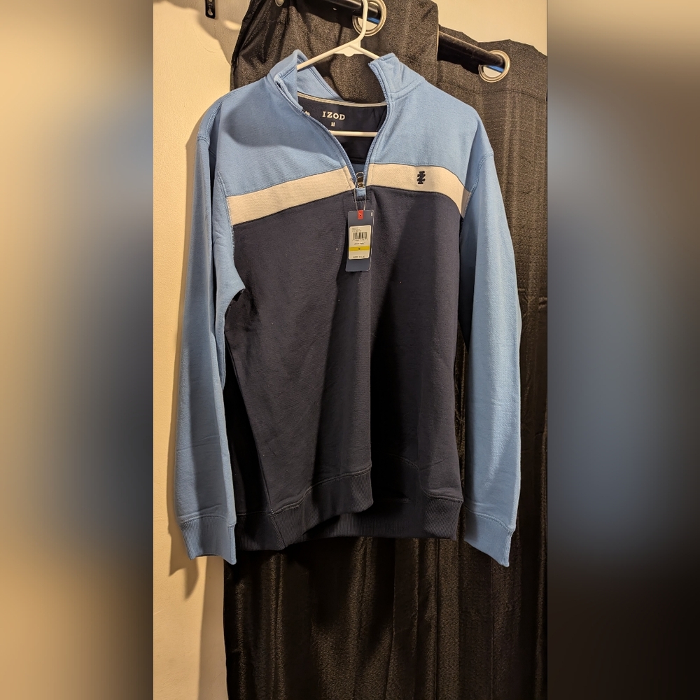 IZOD Blue and Black Quarter Zip Sweatshirt